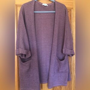 Mud Pie Open Front Cardigan, Pockets, Dolman Half Sleeve, Rose, S/M